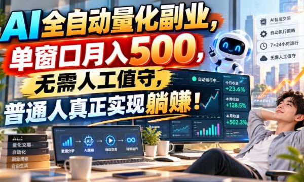 AI全自动量化副业，单窗口月入500，无需人工值守，普通人真正实现躺賺！【揭秘】