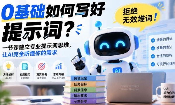 0基础如何写好提示词，拒绝无效堆词！一节课建立专业提示词思维，让AI完全听懂你的需求