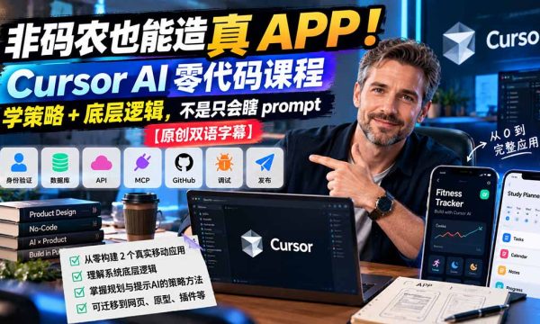 （20810期）非码农也能造真 APP！Cursor AI 零代码课程：学策略 + 底层逻辑，不是只会瞎 prompt【原创双语字幕】