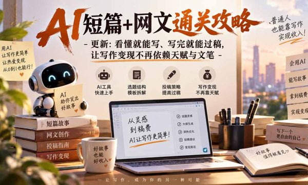 （20861期）AI短篇+网文通关攻略-更新1009：看懂就能写、写完就能过稿，让写作变现不再依赖天赋与文笔