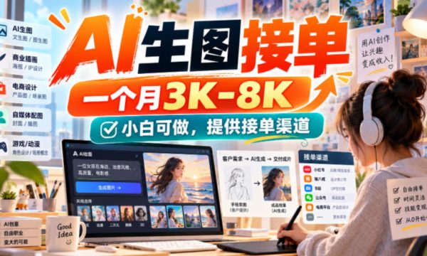 AI生图接单，一个月3K-8K，小白可做，提供接单渠道