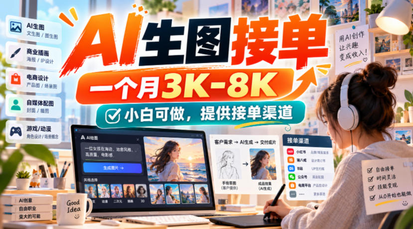 AI生图接单,一个月3K-8K,小白可做,提供接单渠道插图 AI生图接单,一个月3K-8K,小白可做,提供接单渠道插图