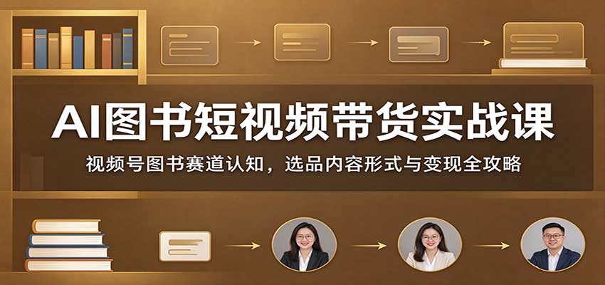 AI图书短视频带货实战课：视频号图书赛道认知，选品内容形式与变现全攻略-副业部