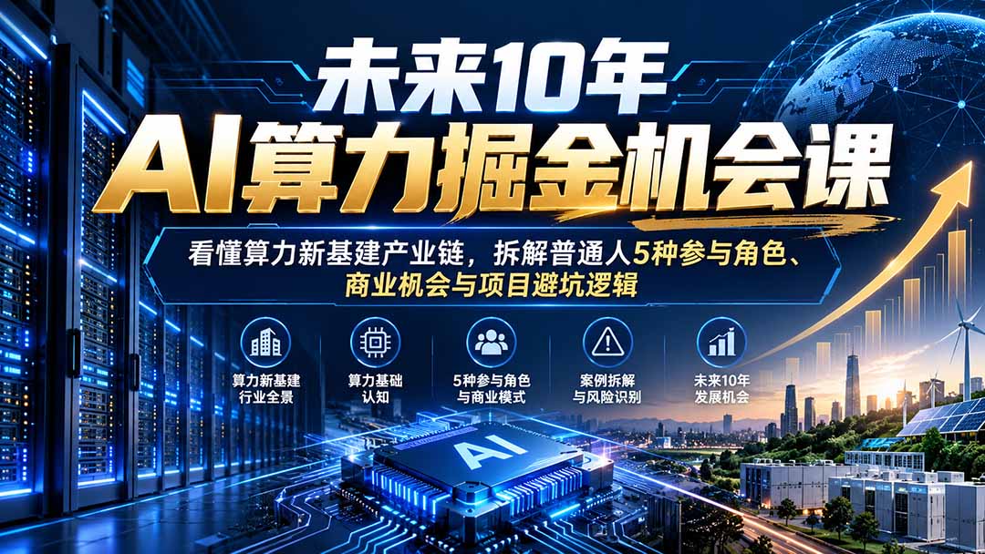 （20825期）未来10年AI算力掘金机会课：看懂算力新基建产业链，拆解普通人5种参与角色、商业机会与项目避坑逻辑插图1