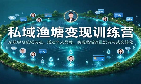 私域渔塘变现训练营：系统学习私域玩法，搭建个人品牌，实现私域流量沉淀与成交转化