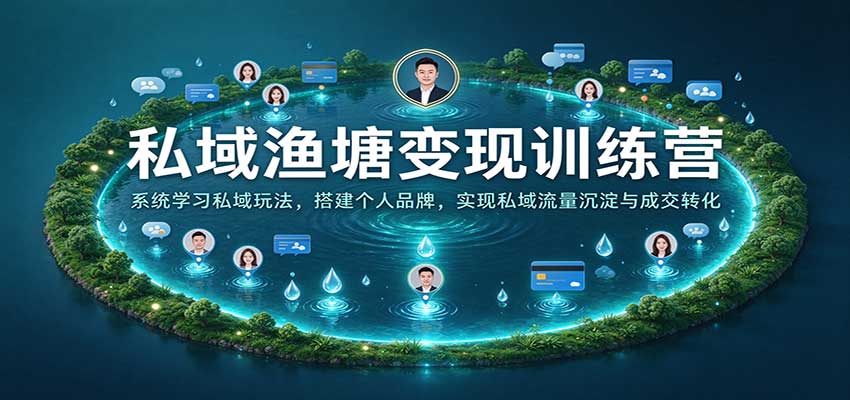 私域渔塘变现训练营：系统学习私域玩法，搭建个人品牌，实现私域流量沉淀与成交转化-副业部