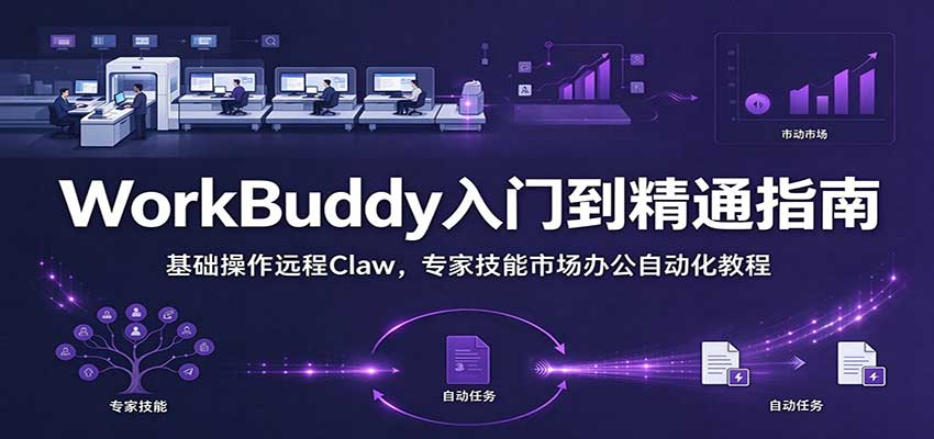 WorkBuddy从入门到精通手册:基础操作远程Claw,专家技能市场办公自动化教程-副业部