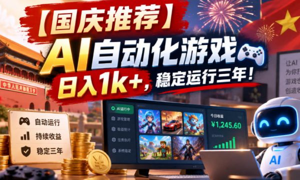 【国庆推荐】AI自动化游戏，日入1k+，操作简单，稳定运行三年！【揭秘】