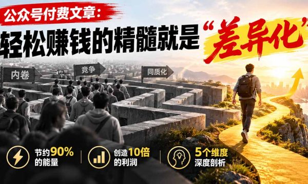 （20779期）公众号付费文章：轻松赚钱的精髓就是“差异化”
