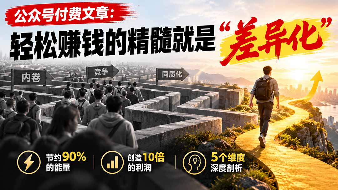 (20779期)公众号付费文章:轻松赚钱的精髓就是“差异化”插图 (20779期)公众号付费文章:轻松赚钱的精髓就是“差异化”插图