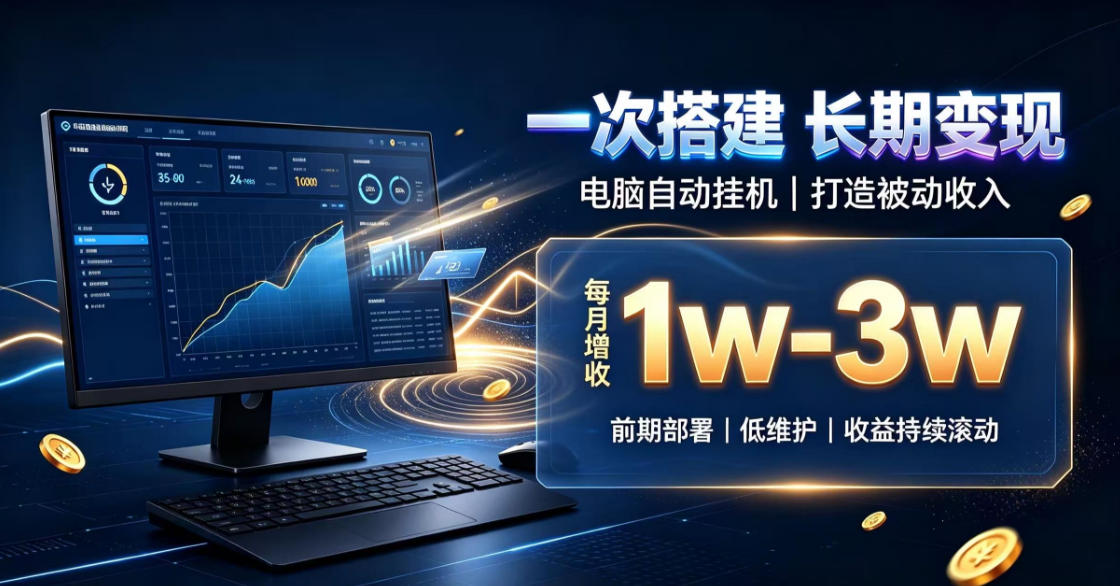 一份投入长期收益，电脑自动挂G类目，搭建被动收入每月增收1w-3w【揭秘】-副业部