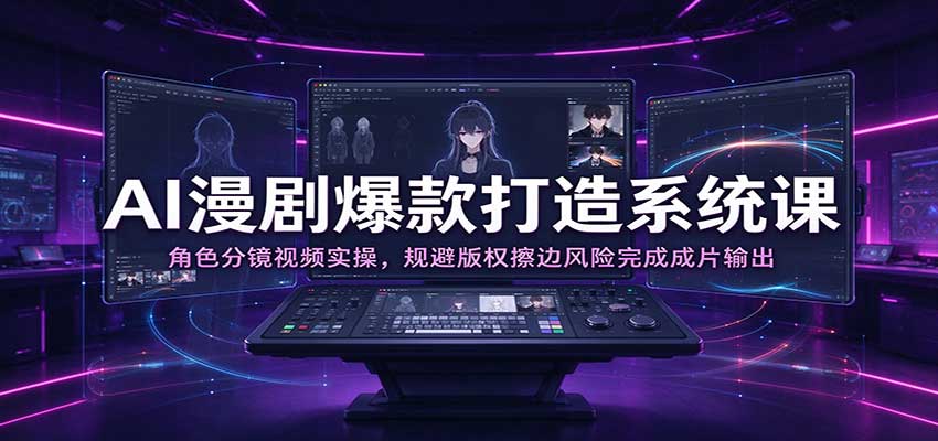AI漫剧爆款打造系统课:角色分镜视频实操,规避版权擦边风险完成成片输出-副业部