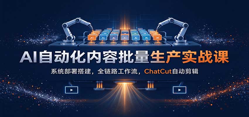 AI自动化内容批量生产实战课:系统部署搭建,全链路工作流,ChatCut自动剪辑-副业部