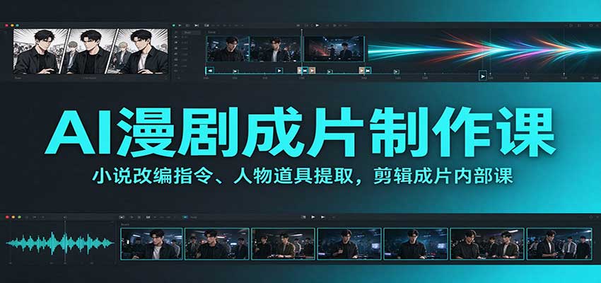 AI漫剧成片制作课：小说改编指令、人物道具提取，剪辑成片全流程-副业部