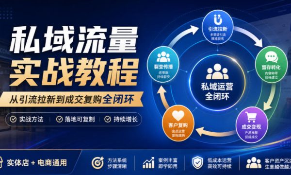 私域流量实战教程，从引流拉新到成交复购全闭环，实体店电商通用