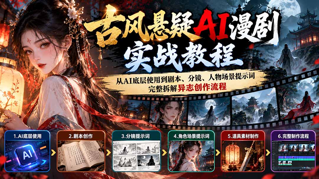 （20798期）古风悬疑AI漫剧实战教程：从AI底层使用到剧本、分镜、人物场景提示词，完整拆解异志创作流程插图1