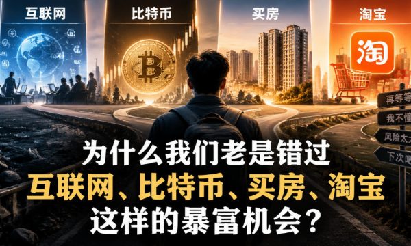 某社群付费文章：为什么我们老是错过互联网、比特币、买房、淘宝这样的暴富机会？