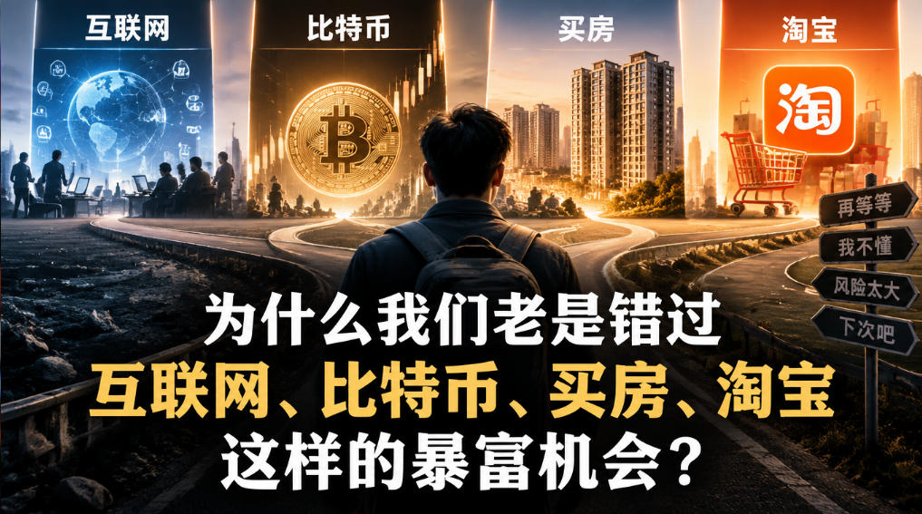 某社群付费文章：为什么我们老是错过互联网、比特币、买房、淘宝这样的暴富机会？-副业部