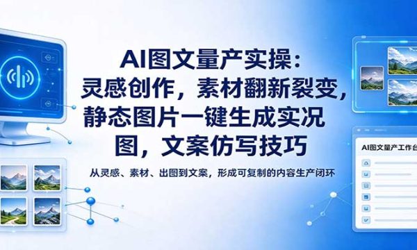AI图文量产实操：灵感创作，素材翻新裂变，静态图片一键生成实况图，文案仿写技巧