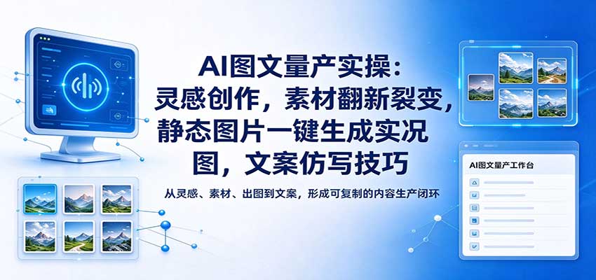 AI图文量产实操：灵感创作，素材翻新裂变，静态图片一键生成实况图，文案仿写技巧-副业部