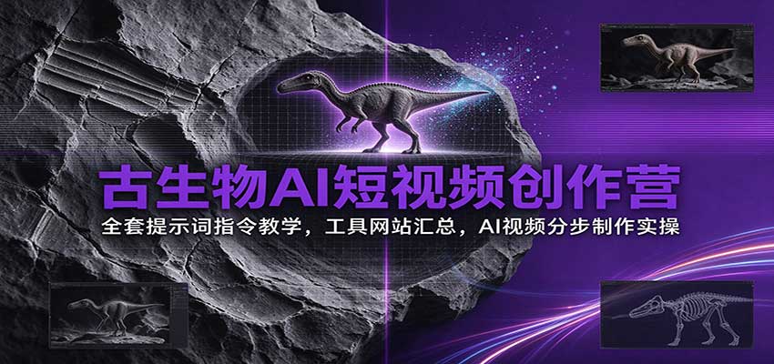 古生物AI短视频创作营：全套提示词指令教学，工具网站汇总，AI视频分步制作实操-副业部