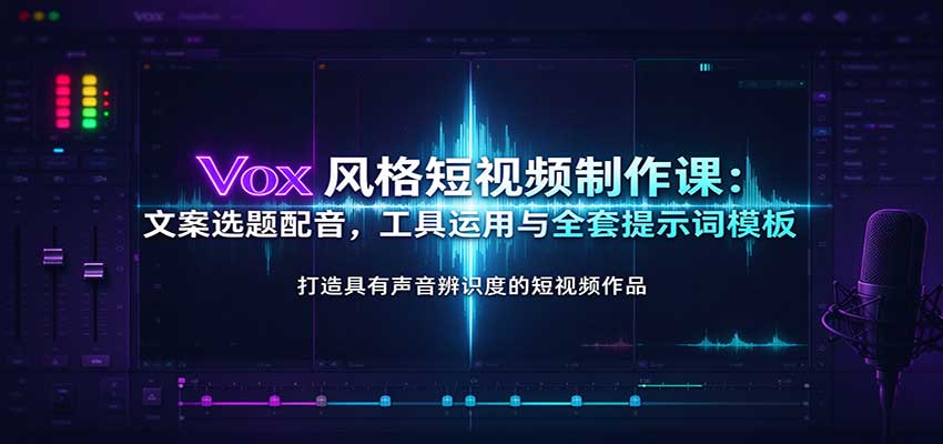 Vox风格短视频制作课:文案选题配音,工具运用与全套提示词模板-副业部