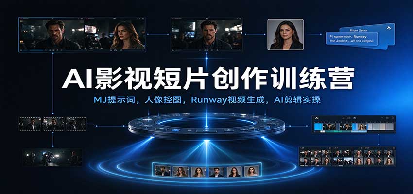 AI影视短片创作训练营：MJ提示词，人像控图，Runway视频生成，AI剪辑实操-副业部