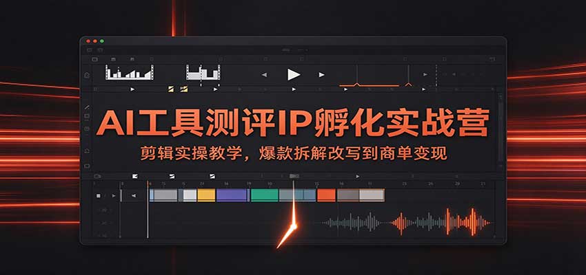 AI工具测评IP孵化实战营：剪辑实操教学，爆款拆解改写到商单变现-副业部