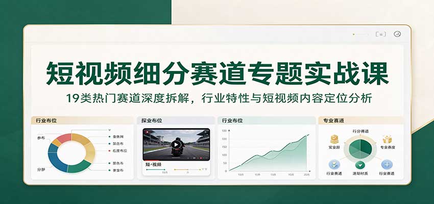 短视频细分赛道专题实战课：19类热门赛道深度拆解，行业特性与短视频内容定位分析-副业部