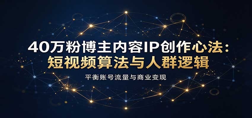 40万粉博主内容IP创作心法：短视频算法与人群逻辑，平衡账号流量与商业变现-副业部