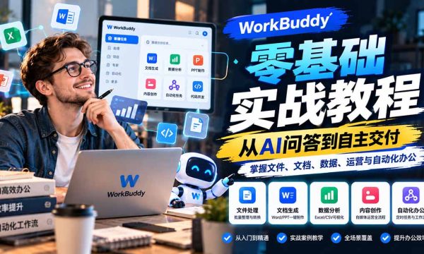 （20827期）WorkBuddy零基础实战教程：从AI问答到自主交付，掌握文件、文档、数据、运营与自动化办公