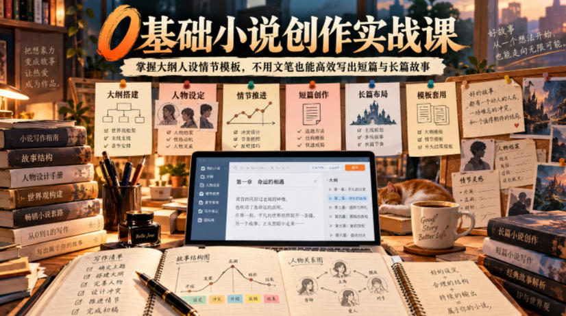 0基础小说创作实战课|掌握大纲人设情节模板,不用文笔也能高效写出短篇与长篇故事插图 0基础小说创作实战课|掌握大纲人设情节模板,不用文笔也能高效写出短篇与长篇故事插图