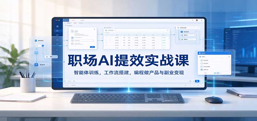 职场AI提效实战课：智能体训练，工作流搭建，编程做产品与副业变现-副业部