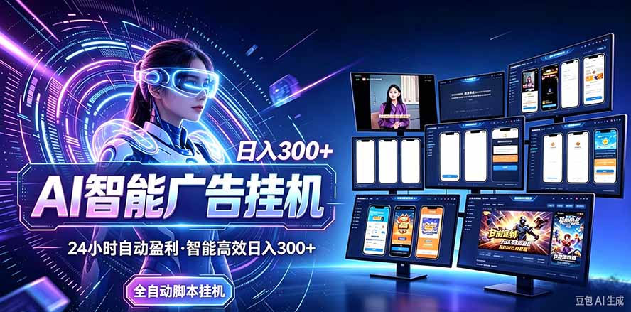 （20900期）24小时AI广告挂机｜在家就能做的被动副业-副业部
