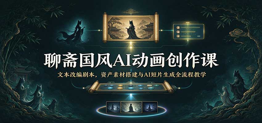 聊斋国风AI动画创作课：文本改编剧本，资产素材搭建与AI短片生成全流程教学-副业部