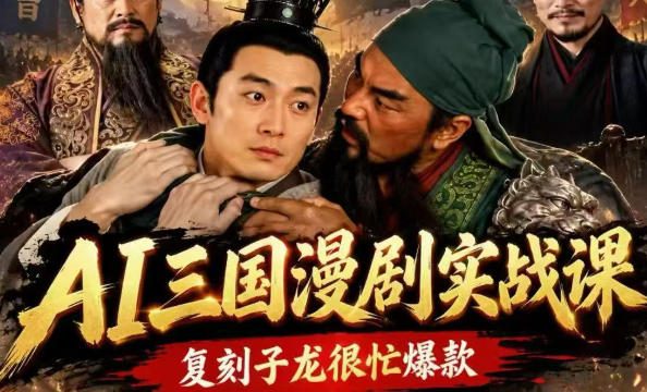 抖音14W粉博主同款AI三国漫剧实战课，复刻子龙很忙爆款，从脚本、人物、分镜到成片全流程创作，打造高流量短剧IP