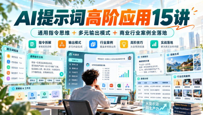 AI提示词高阶应用15讲｜通用指令思维+多元输出模式+商业行业案例全落地-副业部