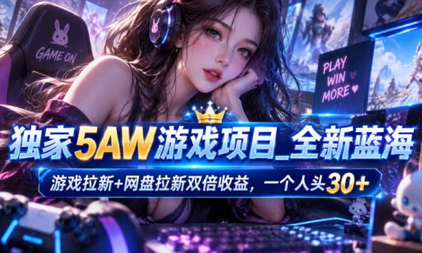 独家5AW游戏蓝海项目_游戏拉新+网盘拉新双倍收益，拉新一个30米