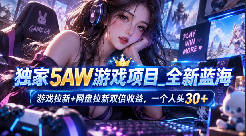 独家5AW游戏蓝海项目_游戏拉新+网盘拉新双倍收益，拉新一个30米-副业部