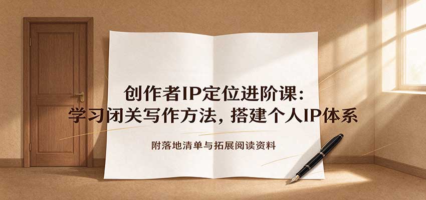 创作者IP定位进阶课:学习闭关写作方法,搭建个人IP体系,附落地清单与拓展阅读资料-副业部
