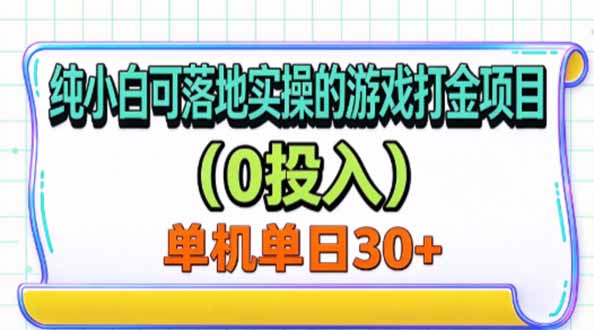 （20993期）纯小白可落地实操的游戏打金项目（0投入）单机单号30+-副业部