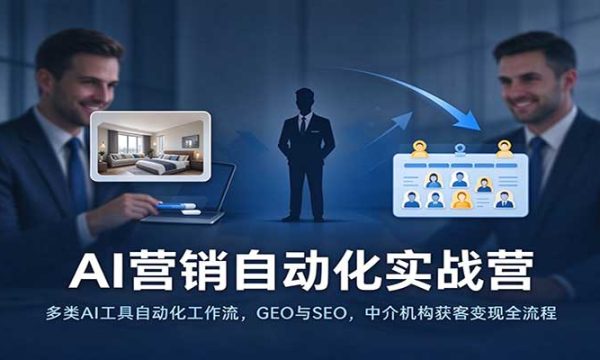 AI营销自动化实战营：多类AI工具自动化工作流，GEO与SEO，中介机构获客变现全流程