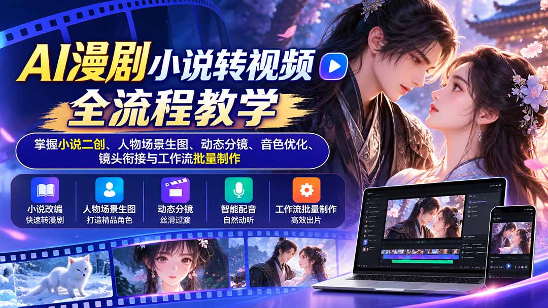（20880期）AI漫剧小说转视频全流程教学：掌握小说二创、人物场景生图、动态分镜、音色优化、镜头衔接与工作流批量制作插图1
