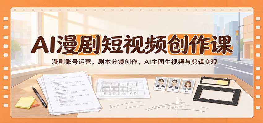 AI漫剧短视频创作课：漫剧账号运营，剧本分镜创作，AI生图生视频与剪辑变现-副业部