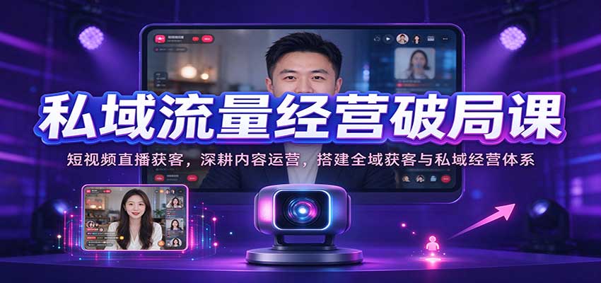 私域流量经营破局课：短视频直播获客，深耕内容运营，搭建全域获客与私域经营体系-副业部