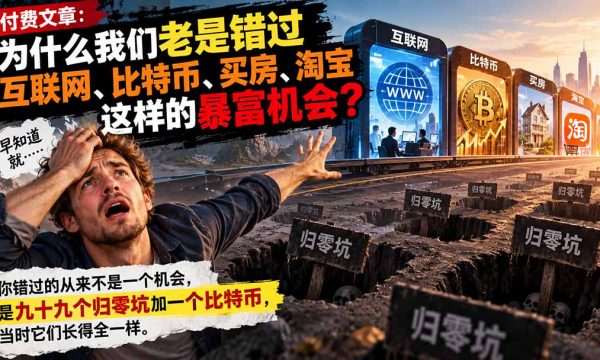 （20834期）付费文章：为什么我们老是错过互联网、比特币、买 房、淘宝这样的暴富机会？