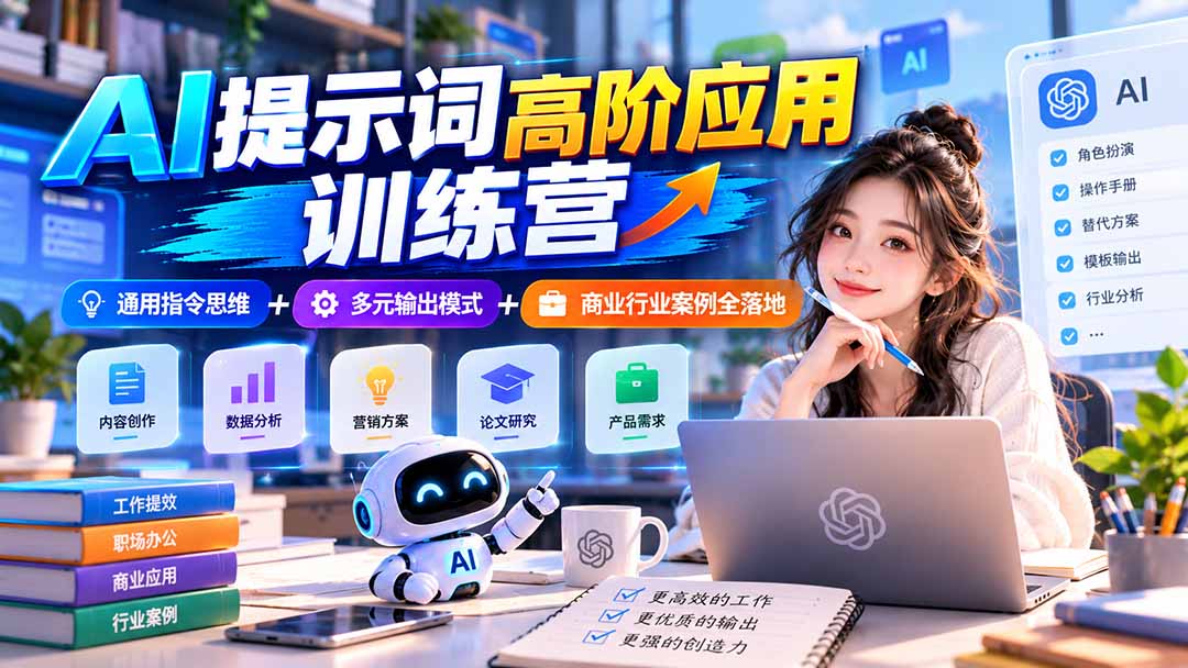 （20823期）【无水印】AI提示词高阶应用训练营｜通用指令思维+多元输出模式+商业行业案例全落地插图1
