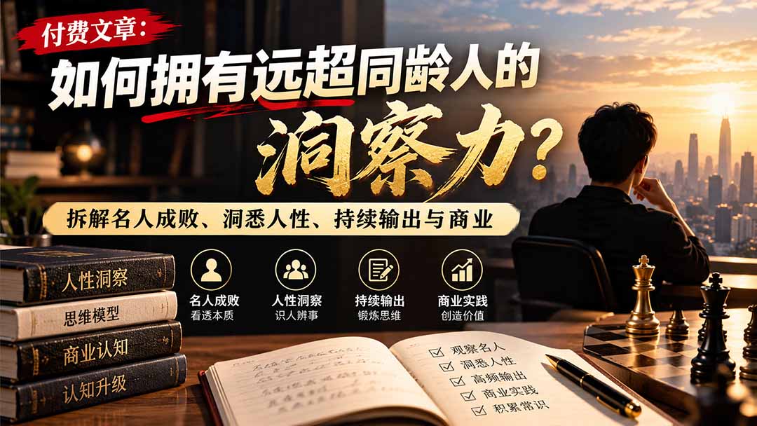 （21025期）付费文章：如何拥有远超同龄人的洞察力？拆解名人成败、洞悉人性、持续输出与商业实践-副业部