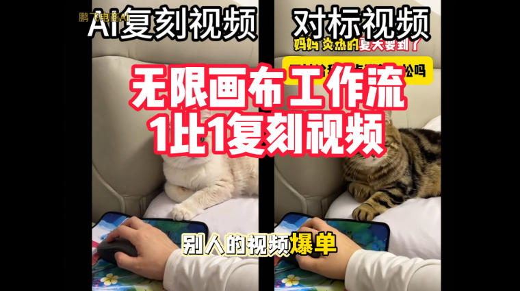 宠物带货视频复刻，无限画布工作流1比1，不用拍摄、不用布景、不用真人出镜，几分钟就能做出一条专业带货视频-副业部