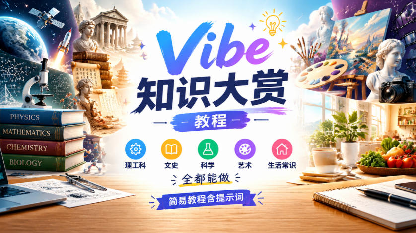 Vibe知识大赏教程,理工科、文史、科学、艺术、生活常识全都能做,简易教程含提示词-副业部